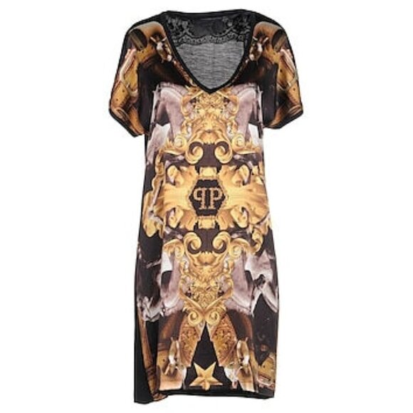 Philipp Plein Dresses & Skirts - Philipp PLEIN Baroque Silk PP V-Neck Dress S NWT